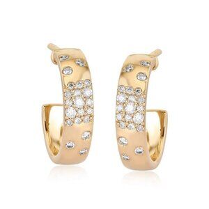 110 Diamonds 14K (or 18k upon request) Yellow Gold Galaxy Hoop Earrings